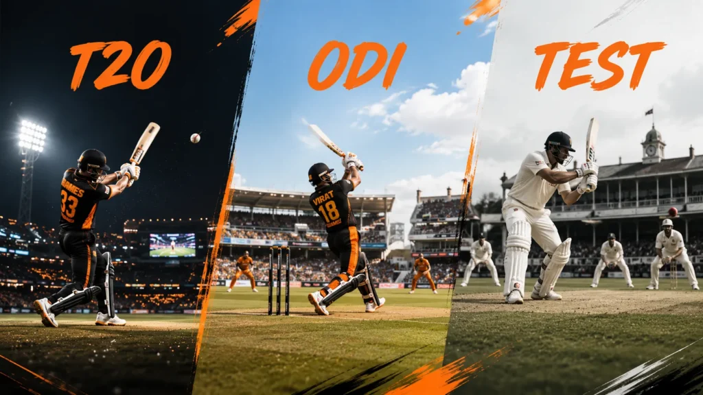 T20 ODI and Test cricket formats